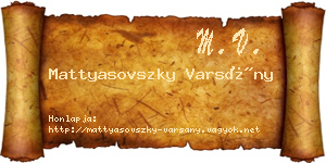 Mattyasovszky Varsány névjegykártya